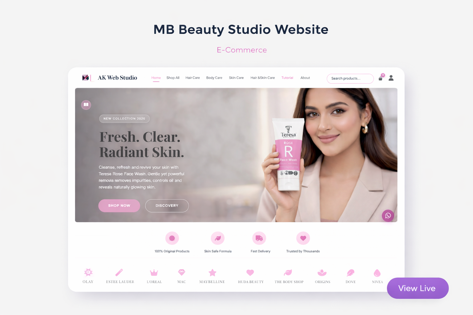 MB Beauty Studio – E-Commerce Website