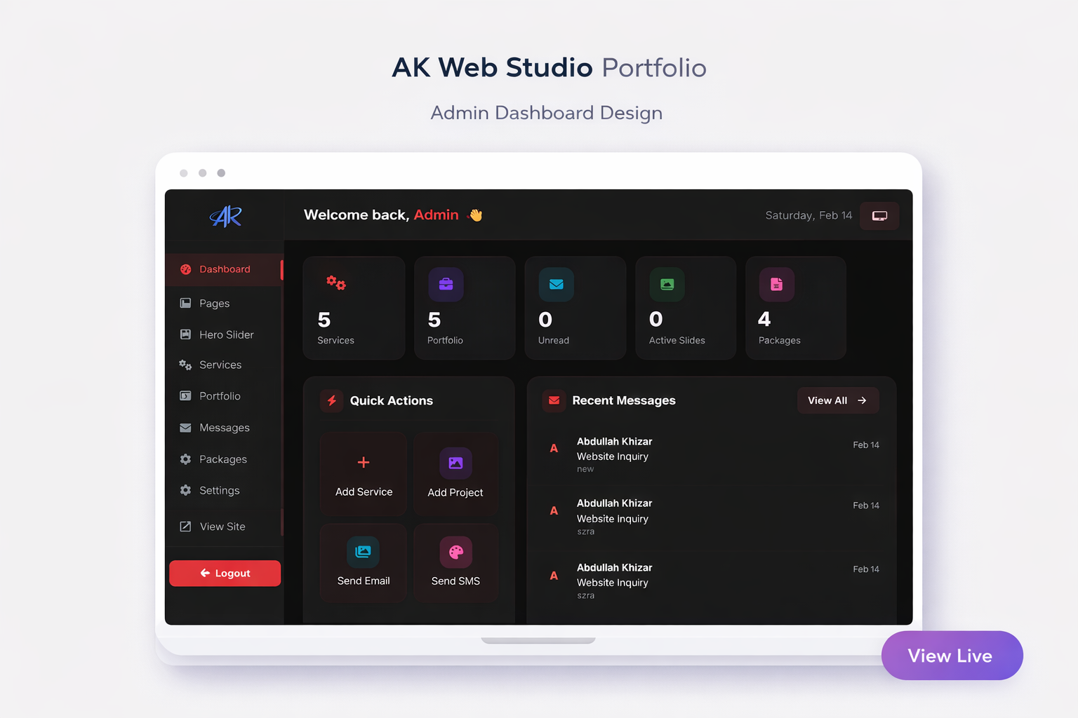 Your Website — Admin Dashboard System